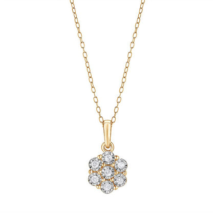 Ashley Stewart 0.10 Carat Lab Grown Cluster Diamond Pendant Necklace Rose
