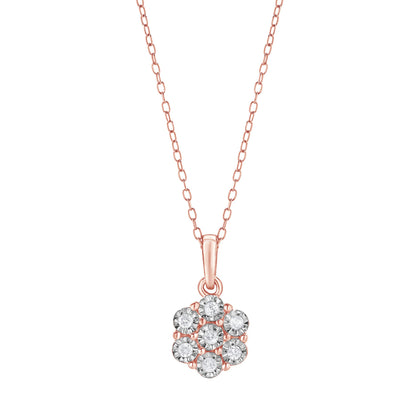 Ashley Stewart 0.10 Carat Lab Grown Cluster Diamond Pendant Necklace Rose