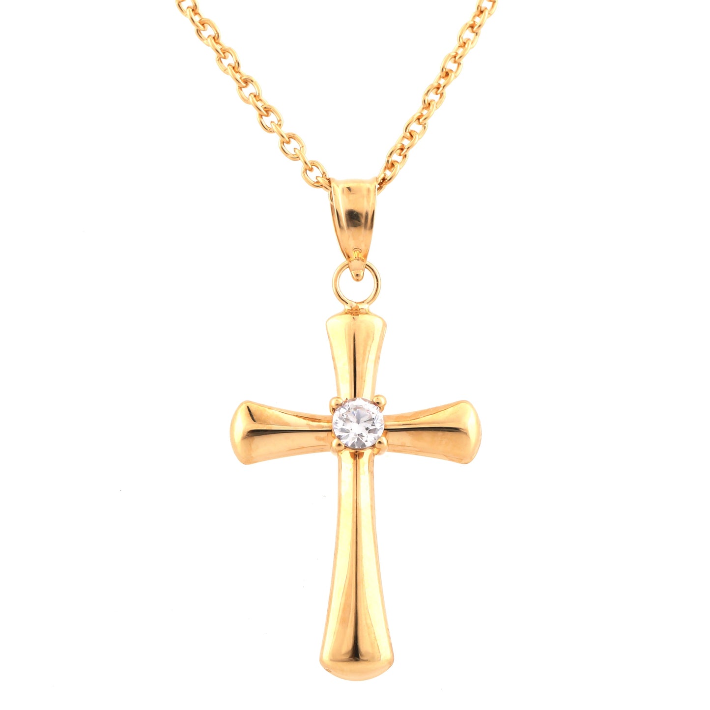 Ashley Stewart 0.10 Carat Lab Grown Diamond Cross Pendant Necklace In Yellow Gold Pla