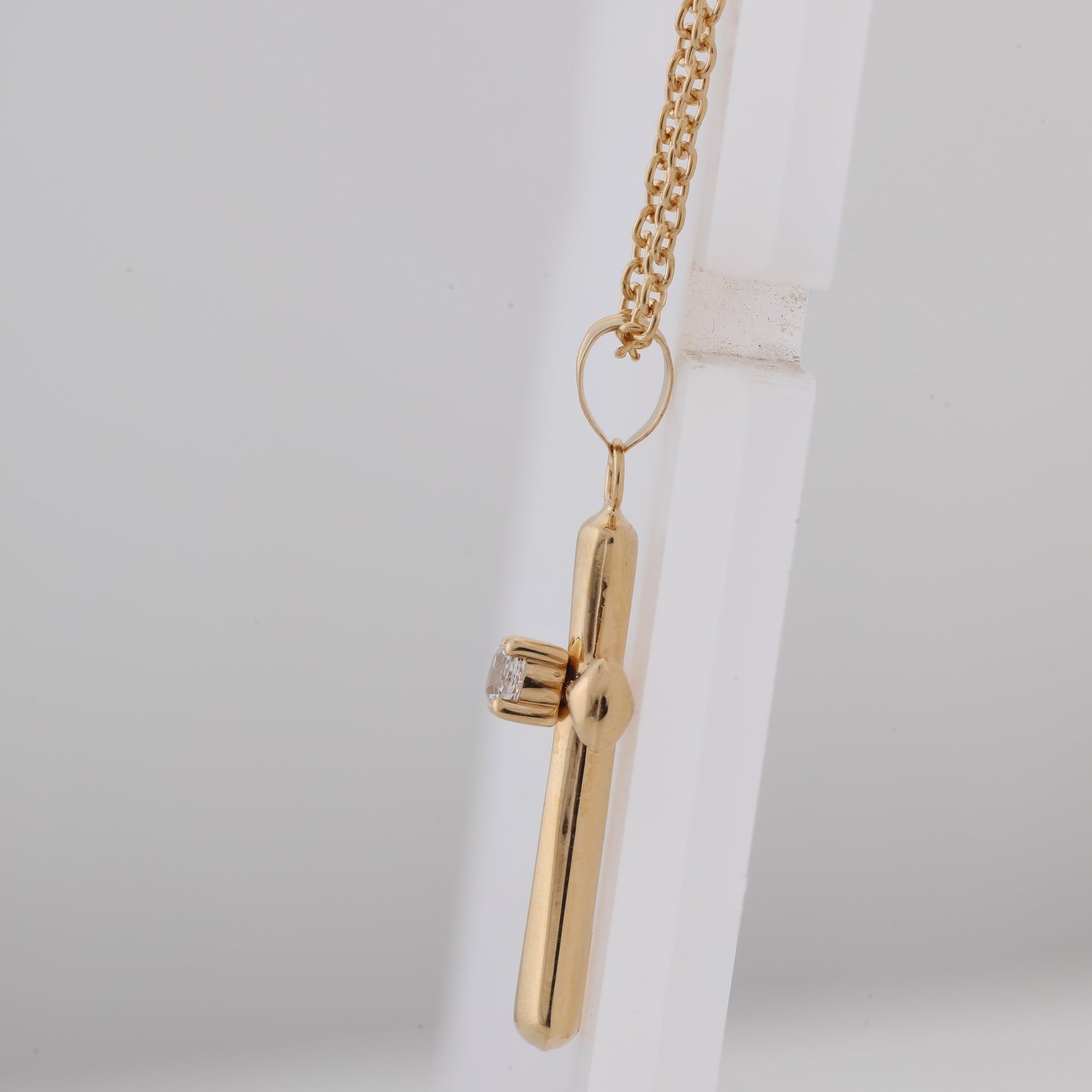Ashley Stewart 0.10 Carat Lab Grown Diamond Cross Pendant Necklace In Yellow Gold Pla