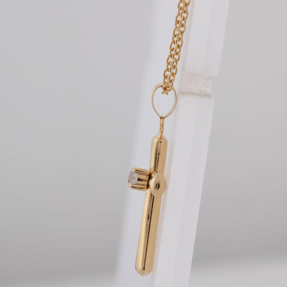 Ashley Stewart 0.10 Carat Lab Grown Diamond Cross Pendant Necklace In Yellow Gold Pla