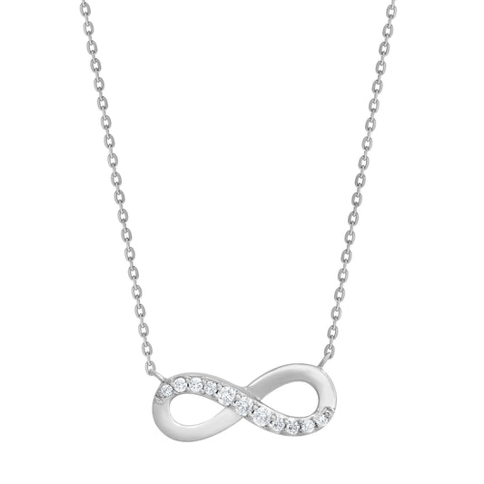 Ashley Stewart 0.10 Carat Sterling Silver Lab Grown Diamond Infinity Pendant Necklace