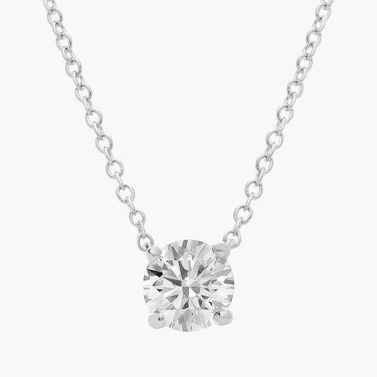 Ashley Stewart 0.50 And 1 Carat Round Lab Grown Solitaire Diamond Pendant Necklace In White