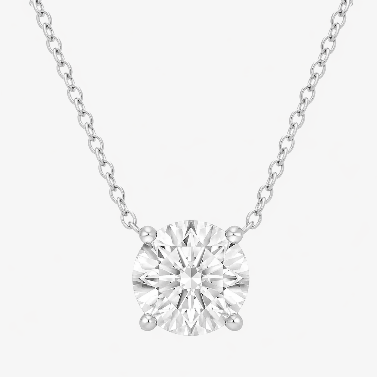 Ashley Stewart 0.50 And 1 Carat Round Lab Grown Solitaire Diamond Pendant Necklace In White