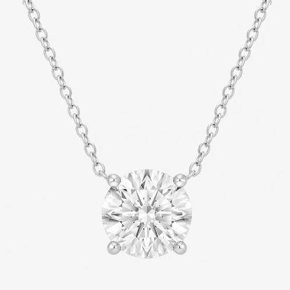Ashley Stewart 0.50 And 1 Carat Round Lab Grown Solitaire Diamond Pendant Necklace In White