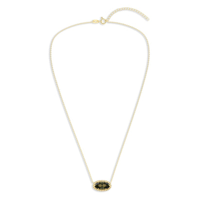 Ashley Stewart Oval Gemstone Necklace in 14K Gold Plated Sterling Silver, Oval Pendan White Zircon