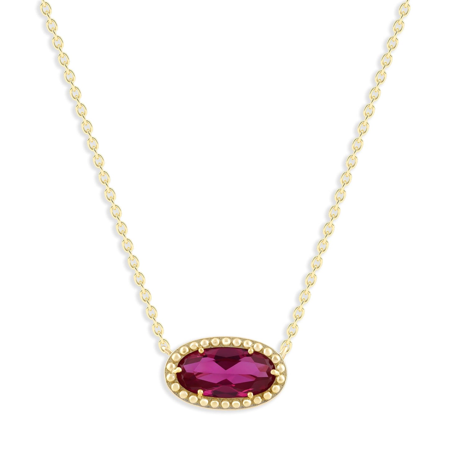 Ashley Stewart Oval Gemstone Necklace in 14K Gold Plated Sterling Silver, Oval Pendan White Zircon