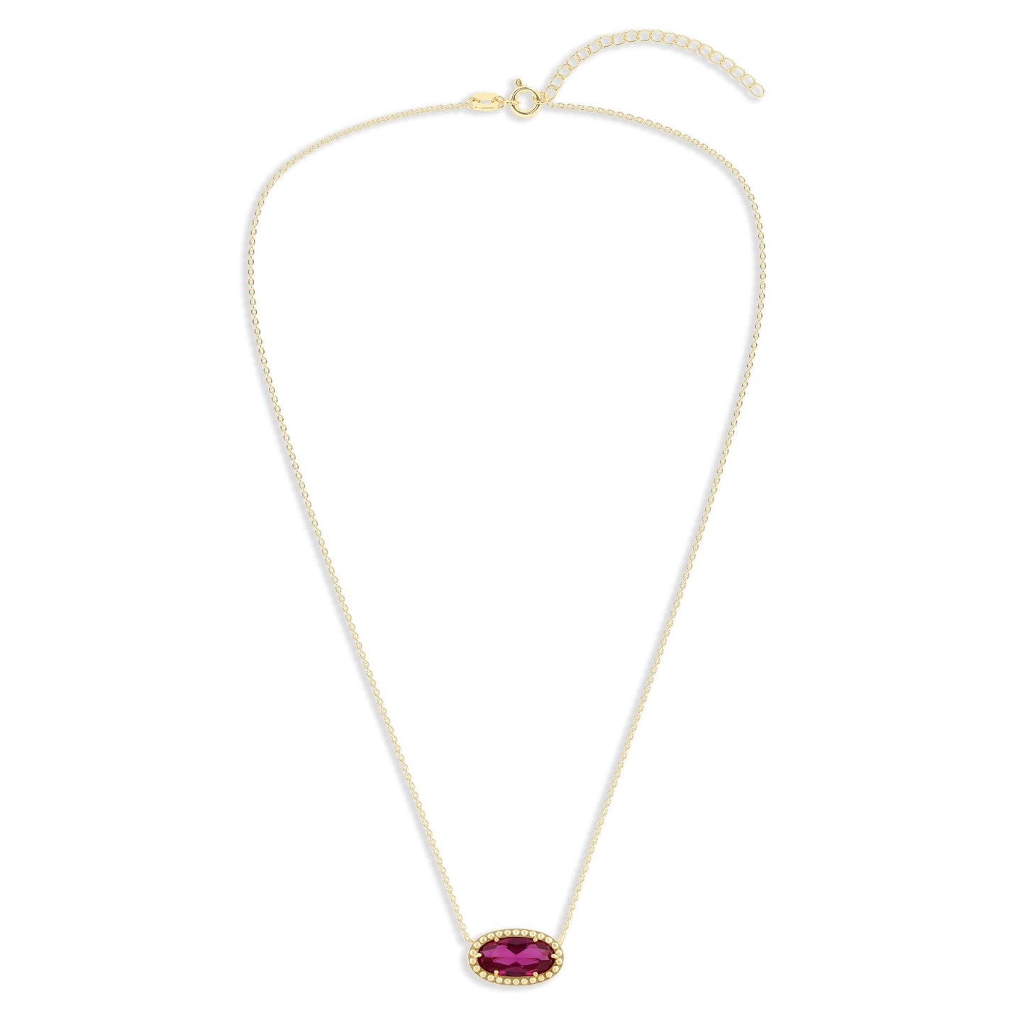 Ashley Stewart Oval Gemstone Necklace in 14K Gold Plated Sterling Silver, Oval Pendan White Zircon