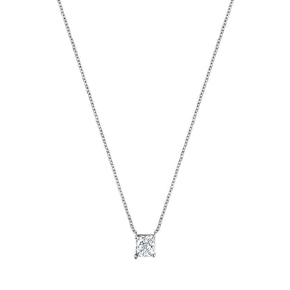 Ashley Stewart 1 Carat Lab Grown Princess Diamond Pendant Necklace In Sterling Silver