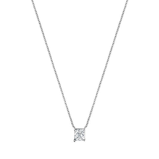 Ashley Stewart 1 Carat Lab Grown Princess Diamond Pendant Necklace In Sterling Silver