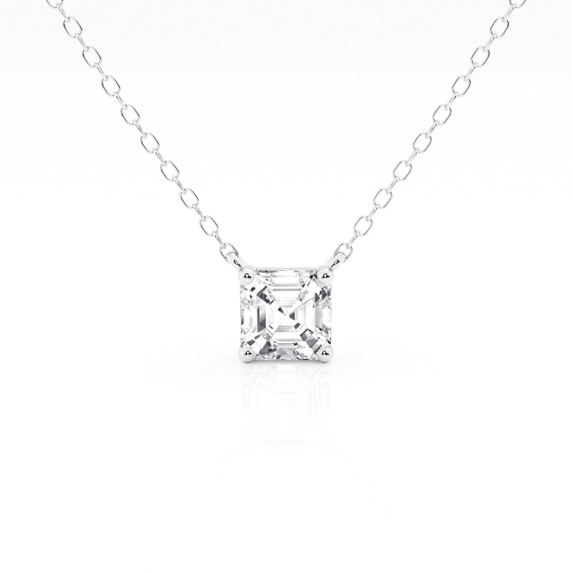 Ashley Stewart 1 Carat Lab Grown Princess Diamond Pendant Necklace In Sterling Silver