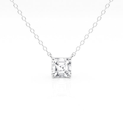 Ashley Stewart 1 Carat Lab Grown Princess Diamond Pendant Necklace In Sterling Silver