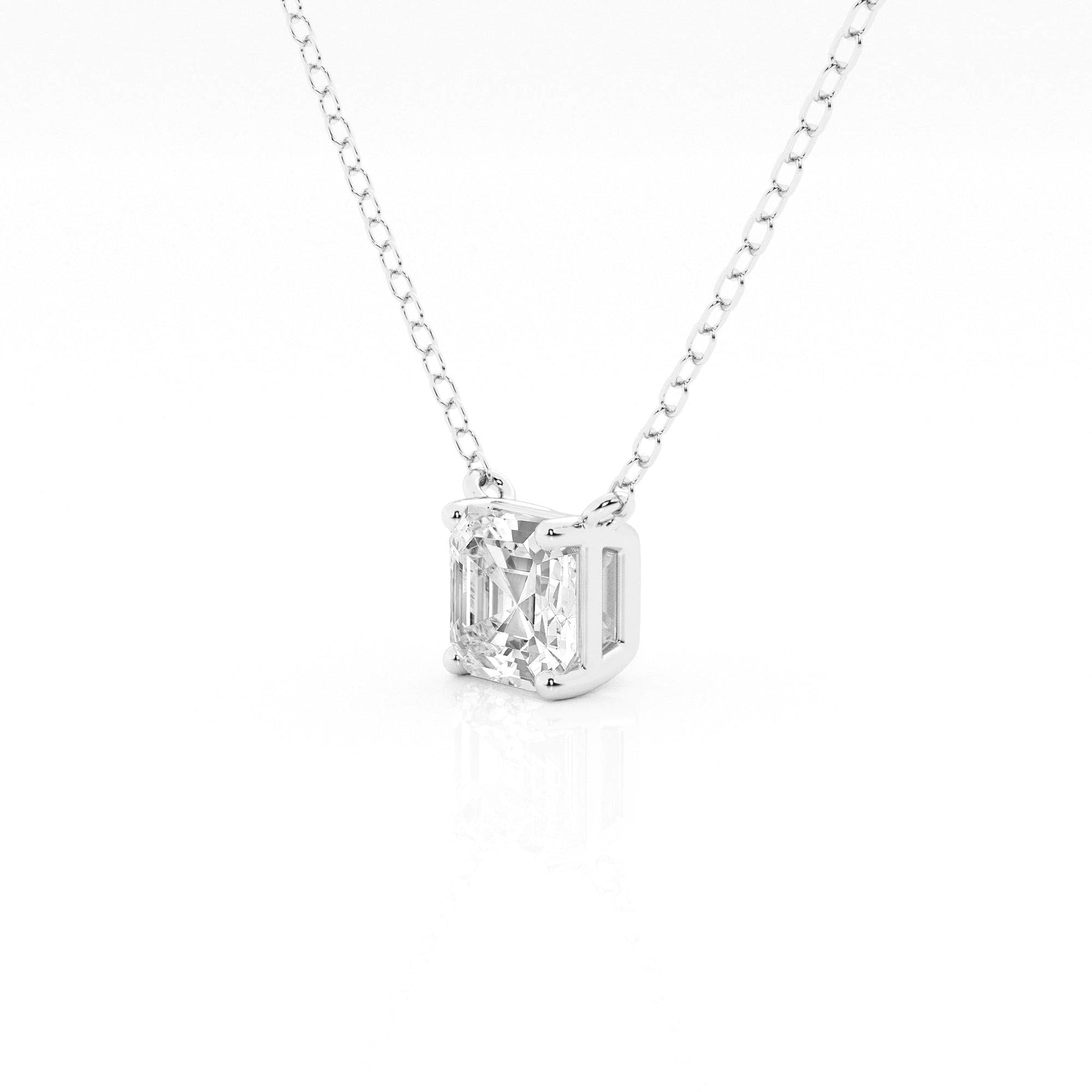 Ashley Stewart 1 Carat Lab Grown Princess Diamond Pendant Necklace In Sterling Silver