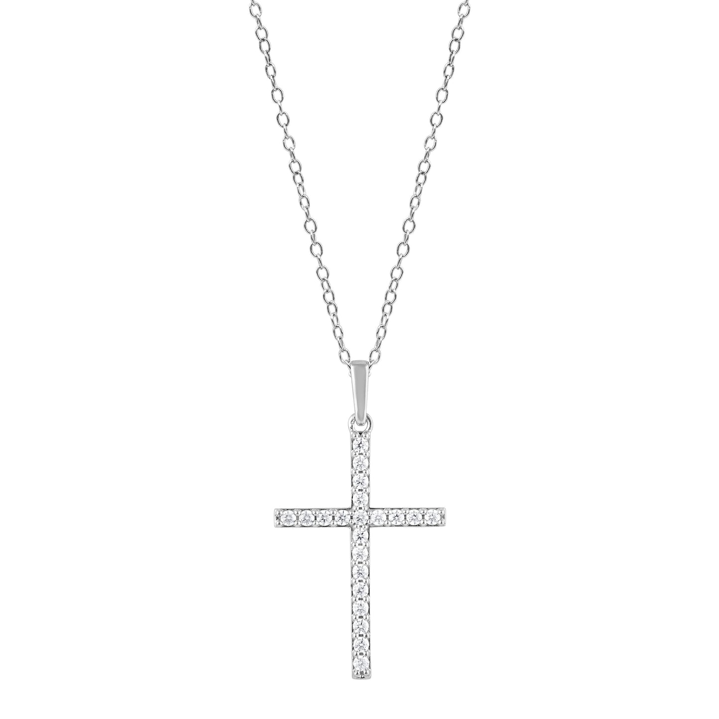 Ashley Stewart 0.25 Carat Cross Lab Grown Diamond Necklace White