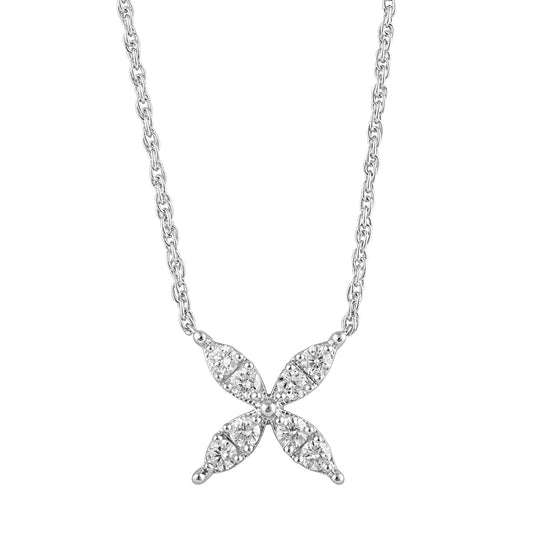 Ashley Stewart 0.20 Carat Lab Grown Diamond Floral Pendant Necklace In Sterling Silve