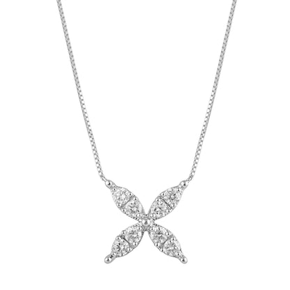 Ashley Stewart 0.20 Carat Lab Grown Diamond Floral Pendant Necklace In Sterling Silve