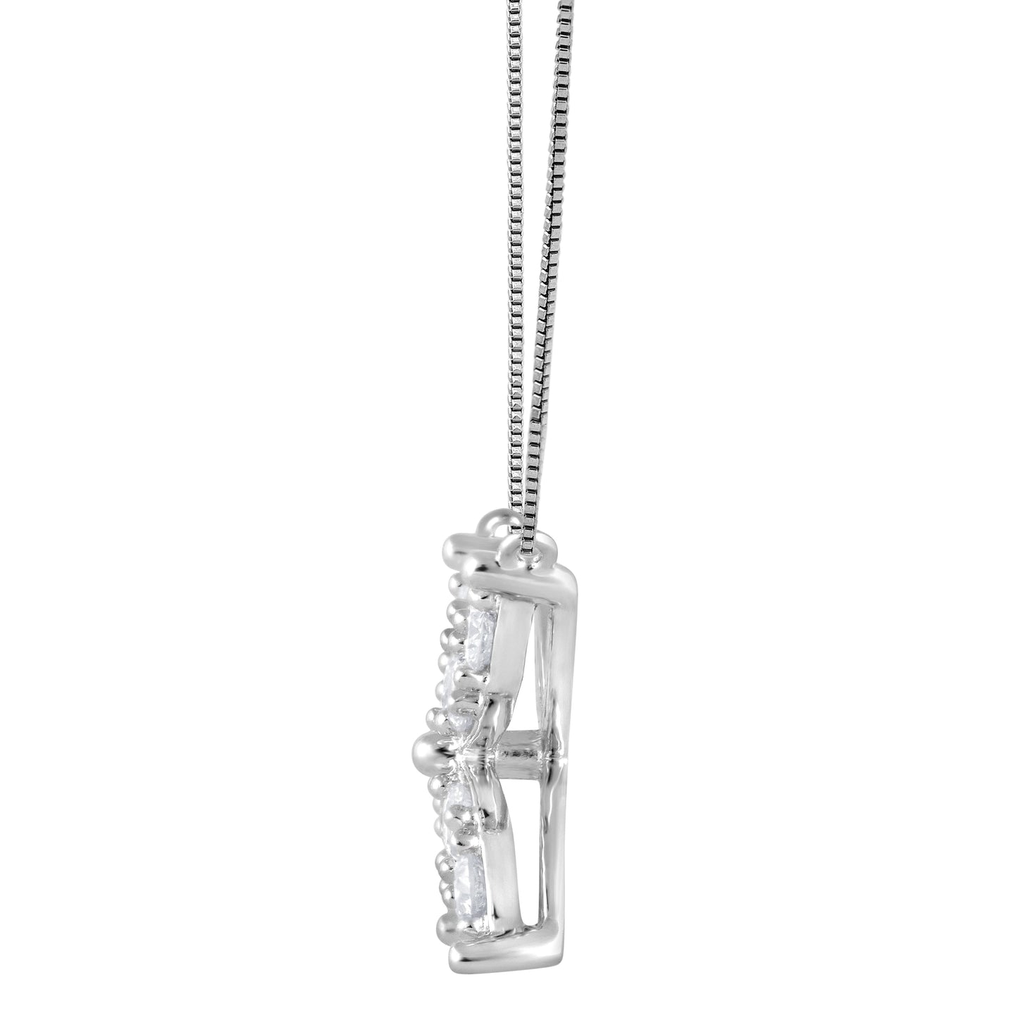 Ashley Stewart 0.20 Carat Lab Grown Diamond Floral Pendant Necklace In Sterling Silve