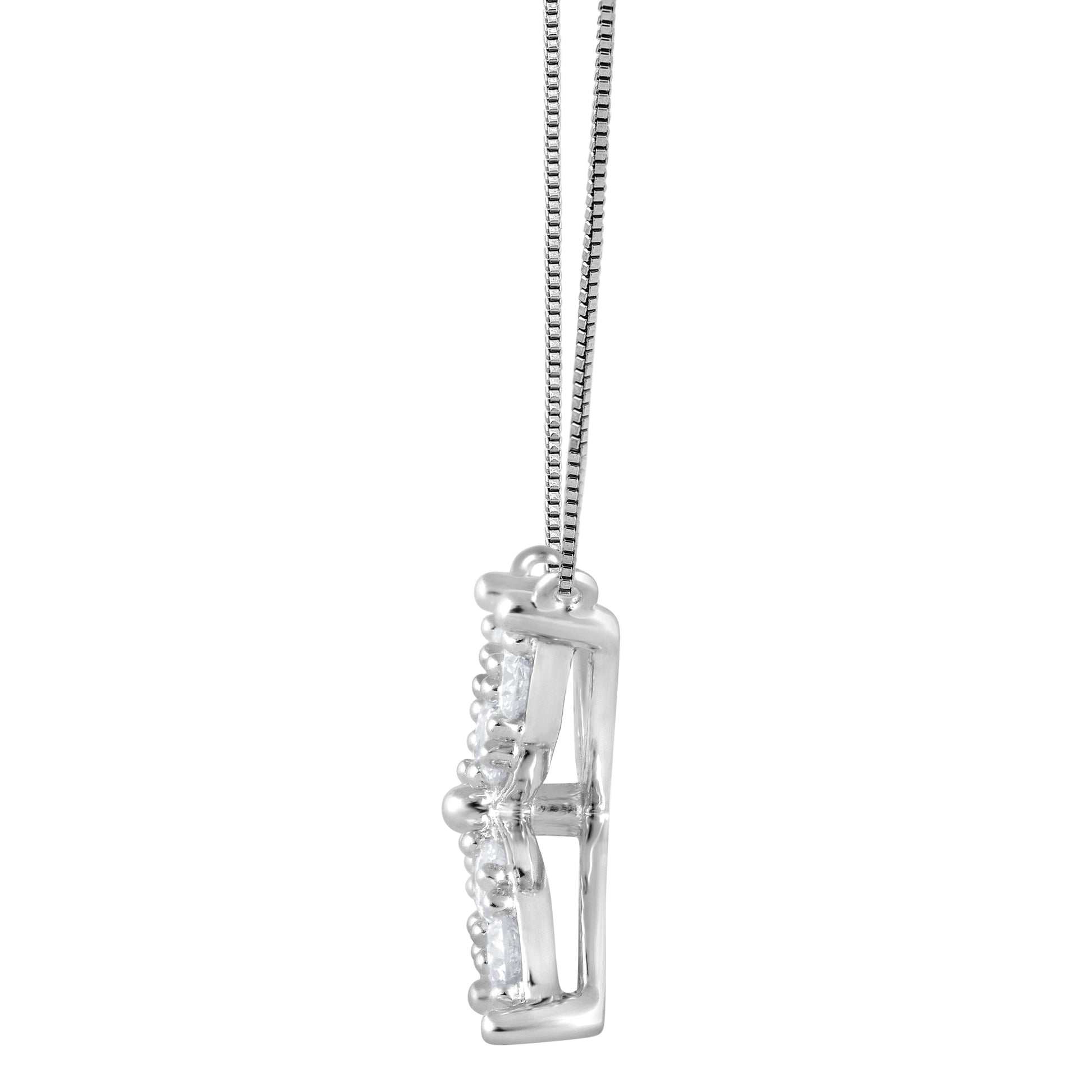 Ashley Stewart 0.20 Carat Lab Grown Diamond Floral Pendant Necklace In Sterling Silve