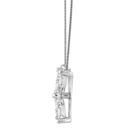 Ashley Stewart 0.20 Carat Lab Grown Diamond Floral Pendant Necklace In Sterling Silve