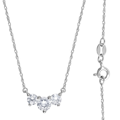Ashley Stewart 1 Carat Lab Grown Diamond 3 Stone Pendant Necklace In Sterling Silver
