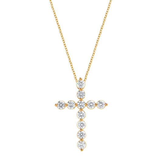 Ashley Stewart 0.25 Carat Lab Grown Diamond Cross Pendant Gold Plated Necklace