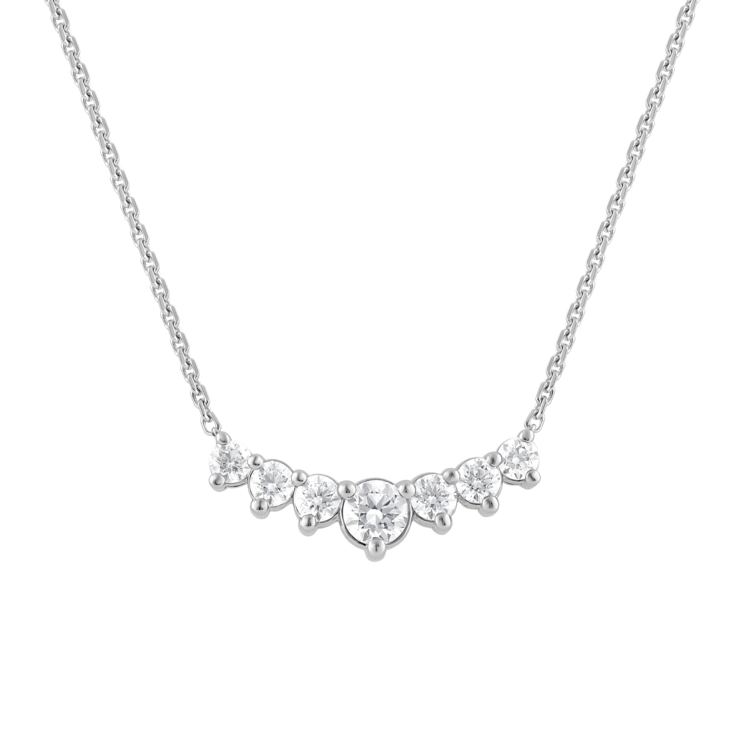Ashley Stewart 1 Carat Lab Grown Graduating Diamond Necklace In Sterling Silver