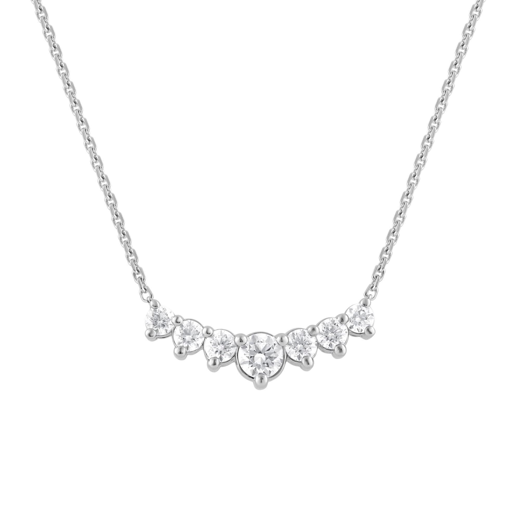 Ashley Stewart 1 Carat Lab Grown Graduating Diamond Necklace In Sterling Silver