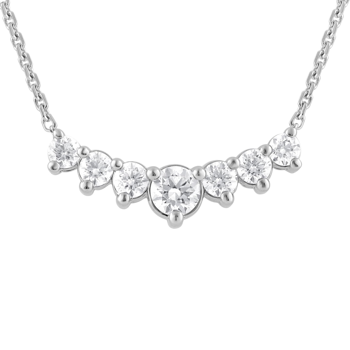 Ashley Stewart 1 Carat Lab Grown Graduating Diamond Necklace In Sterling Silver