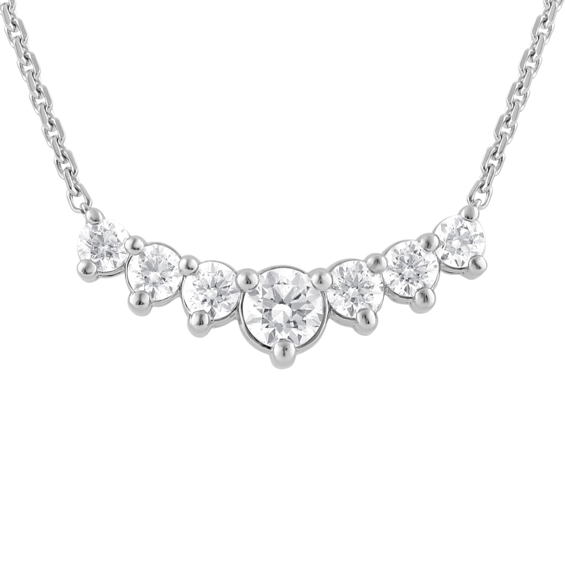 Ashley Stewart 1 Carat Lab Grown Graduating Diamond Necklace In Sterling Silver