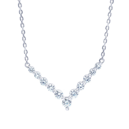 Ashley Stewart 1 Carat Lab Grown Diamond V Shaped Necklace In Sterling Silver