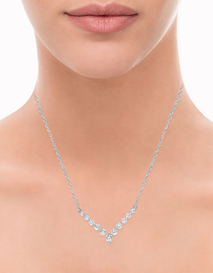 Ashley Stewart 1 Carat Lab Grown Diamond V Shaped Necklace In Sterling Silver