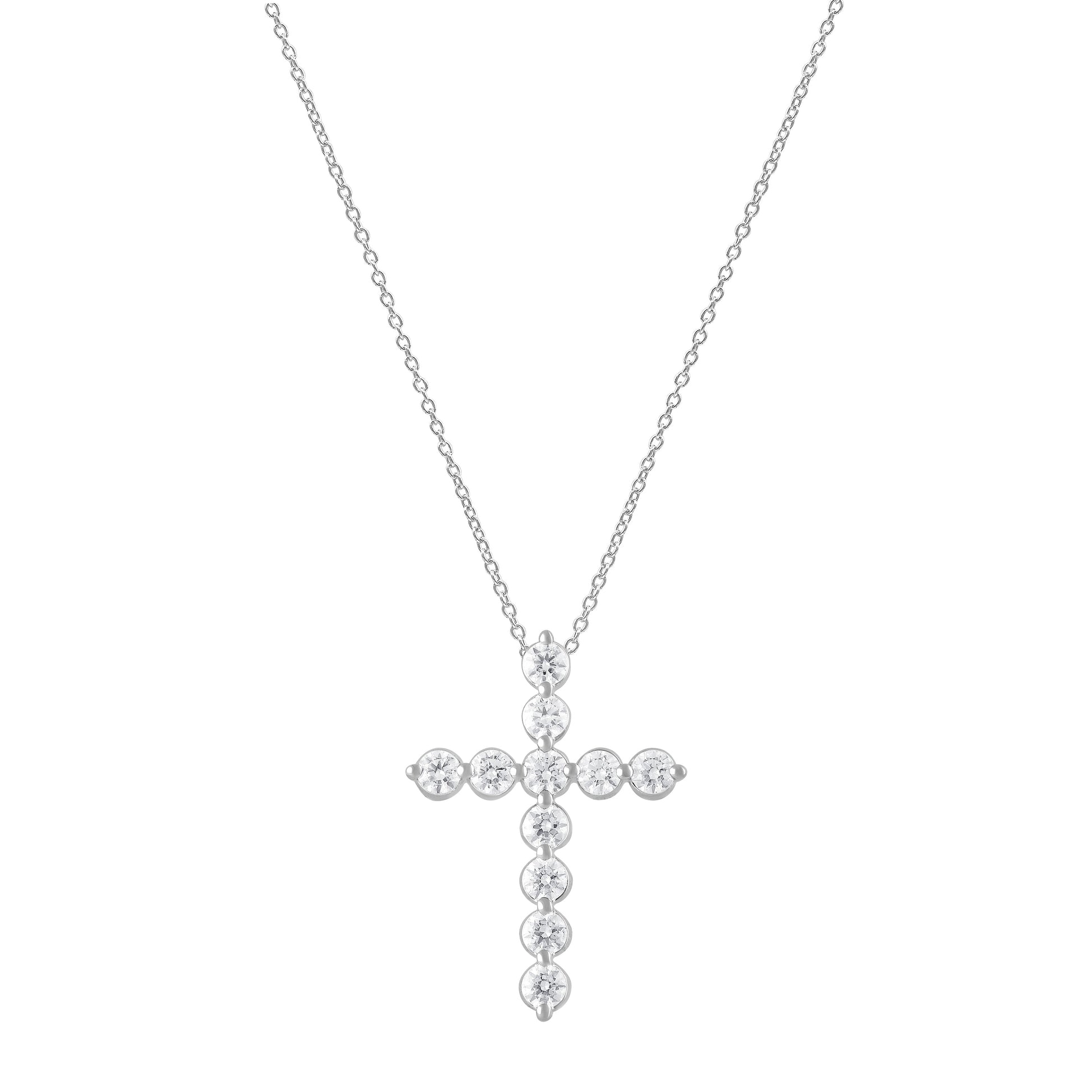 Ashley Stewart 1 Carat Lab Grown Diamonds Cross Pendant Necklace