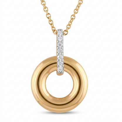 Ashley Stewart 0.07 Carat Lab Grown Diamond Circle Pendant Necklace In 14K Yellow Gol