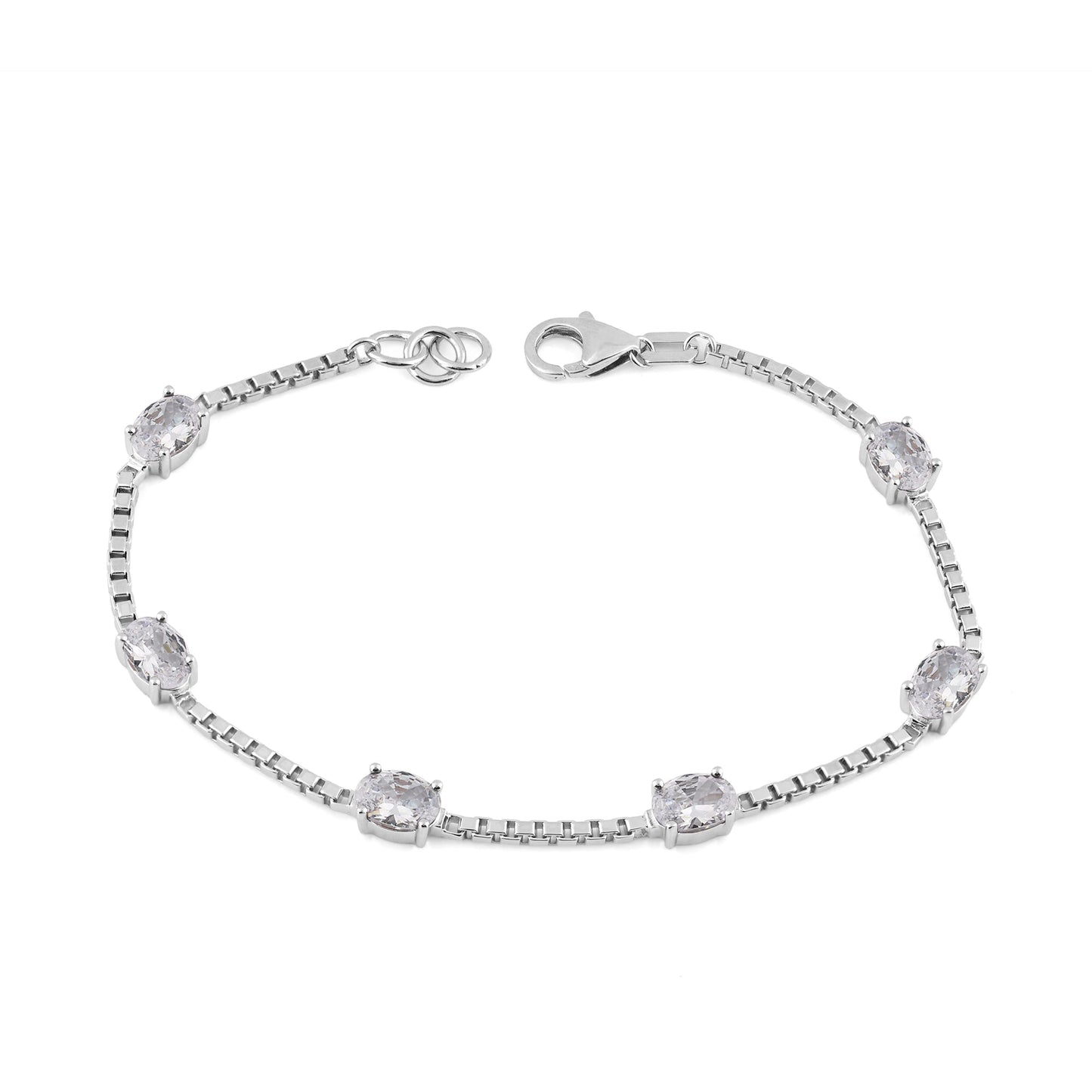 Ashley Stewart Birthstone Bracelet in Sterling Silver, Oval Cut 5*7mm, 7 Inches with  Garnet Red