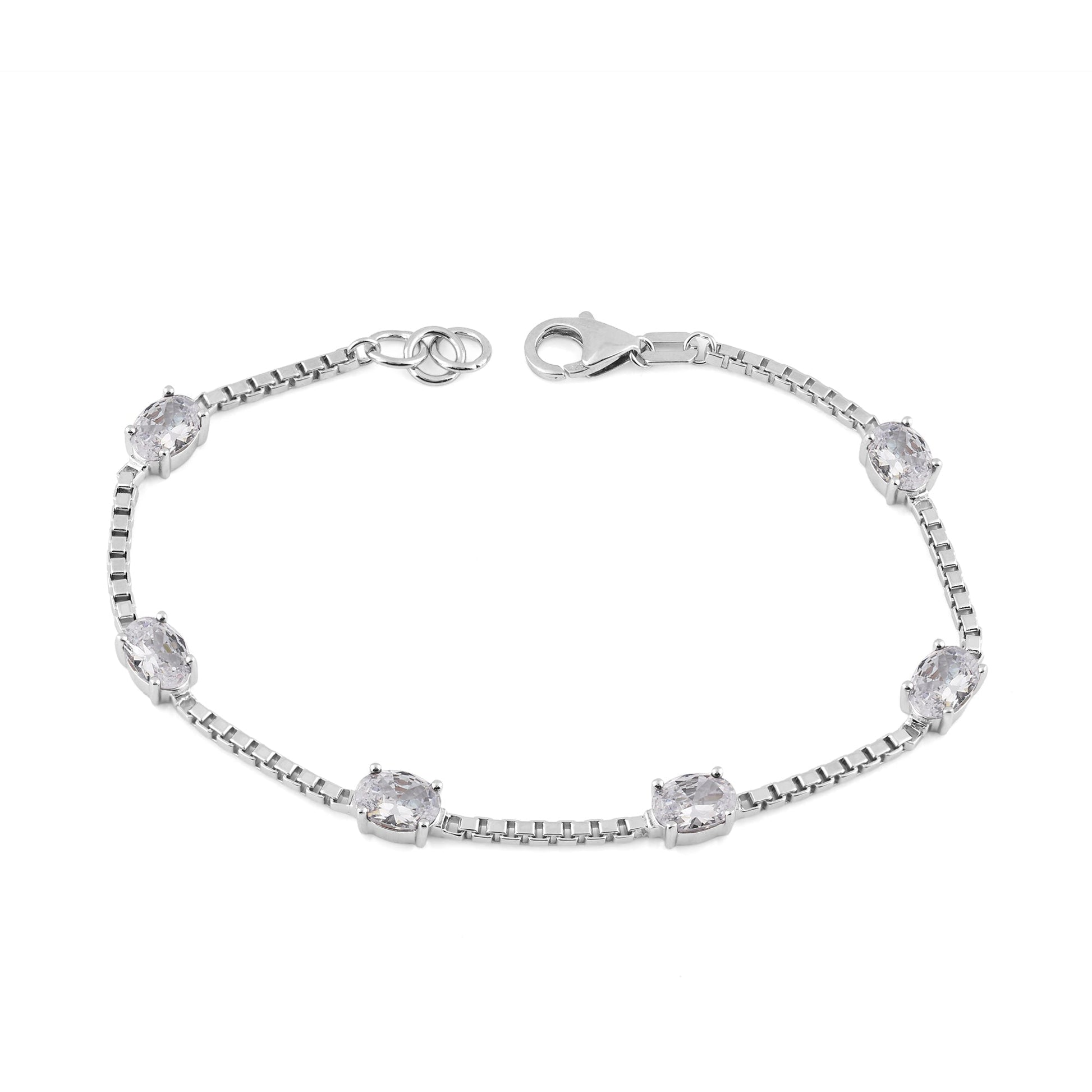 Ashley Stewart Birthstone Bracelet in Sterling Silver, Oval Cut 5*7mm, 7 Inches with  Garnet Red