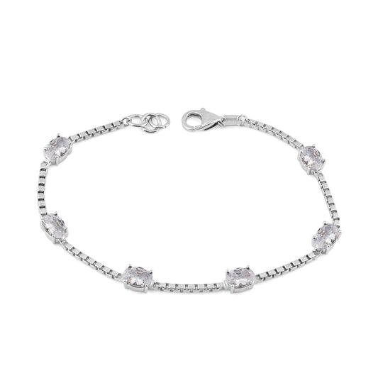 Ashley Stewart Birthstone Bracelet in Sterling Silver, Oval Cut 5*7mm, 7 Inches with  Garnet Red