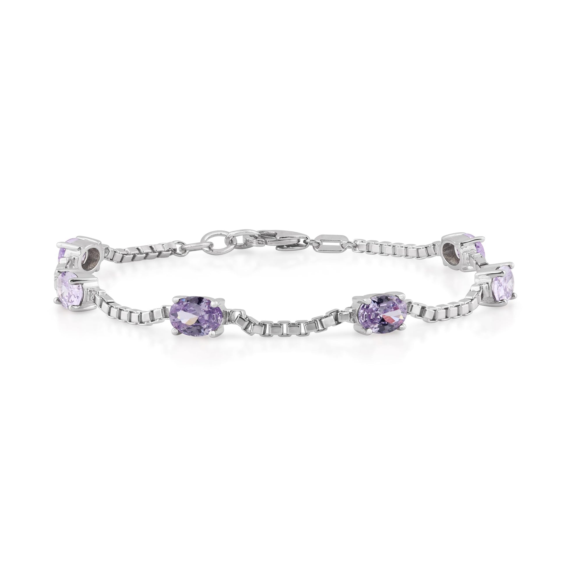 Ashley Stewart Birthstone Bracelet in Sterling Silver, Oval Cut 5*7mm, 7 Inches with  Garnet Red