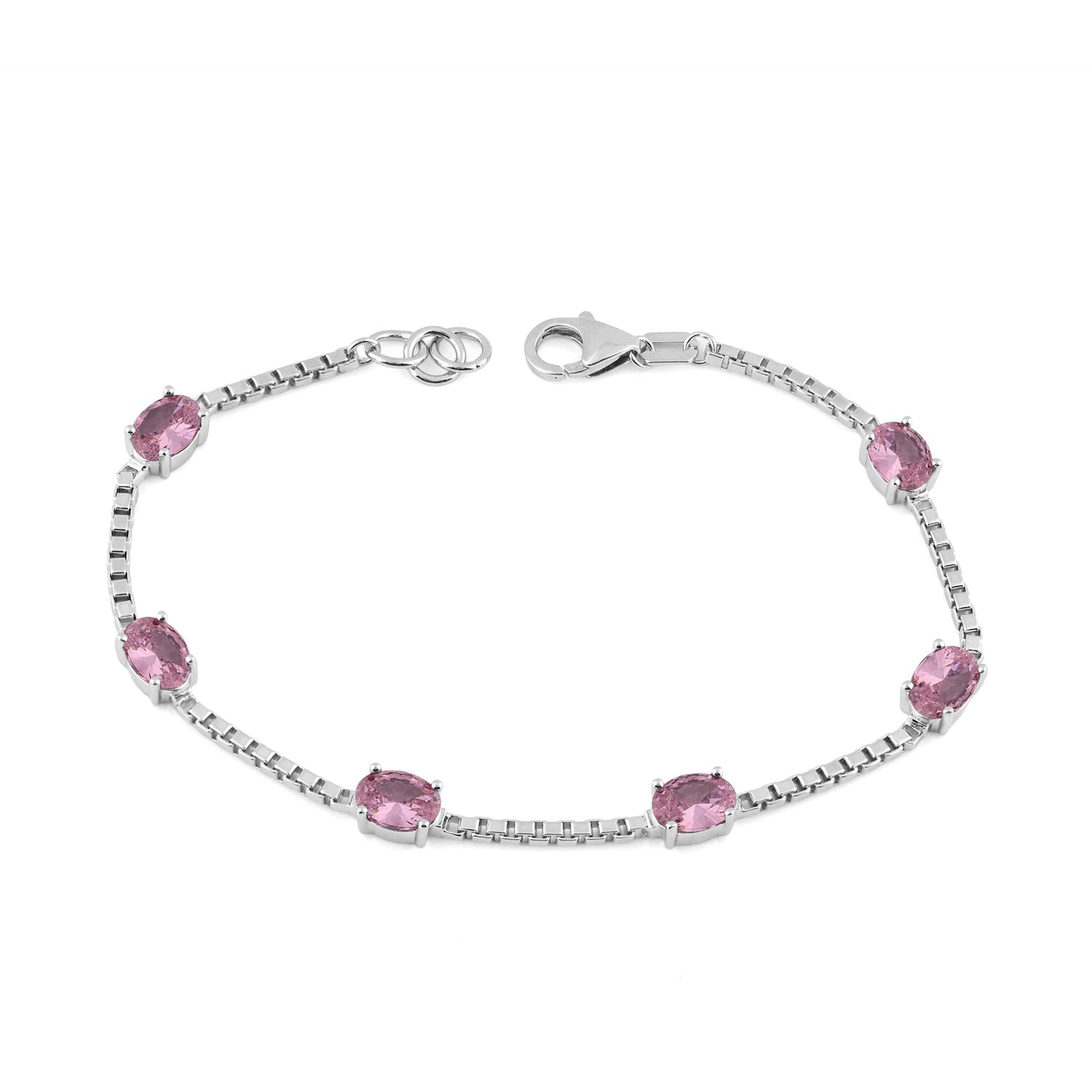 Ashley Stewart Birthstone Bracelet in Sterling Silver, Oval Cut 5*7mm, 7 Inches with  Garnet Red