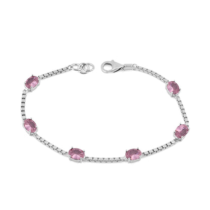 Ashley Stewart Birthstone Bracelet in Sterling Silver, Oval Cut 5*7mm, 7 Inches with  Garnet Red