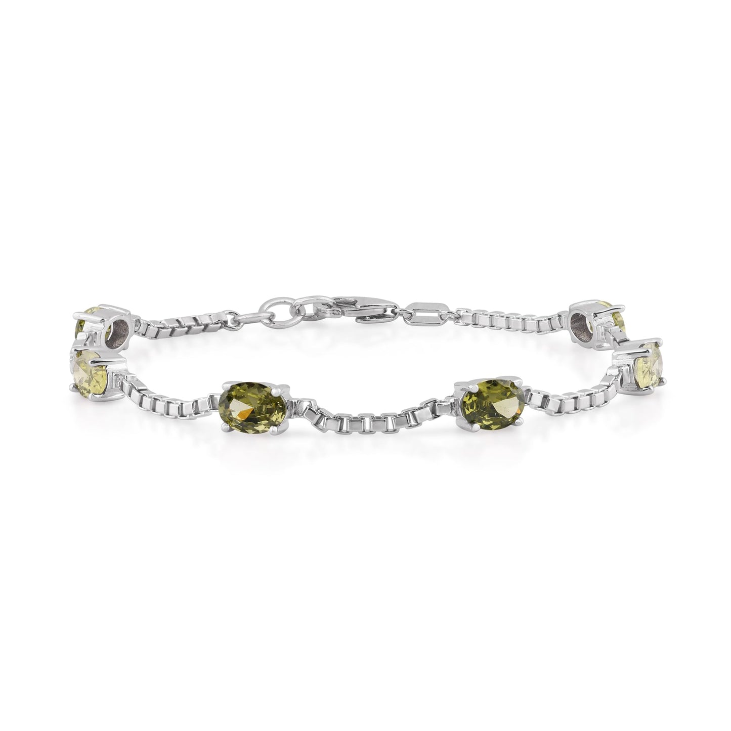 Ashley Stewart Birthstone Bracelet in Sterling Silver, Oval Cut 5*7mm, 7 Inches with  Garnet Red