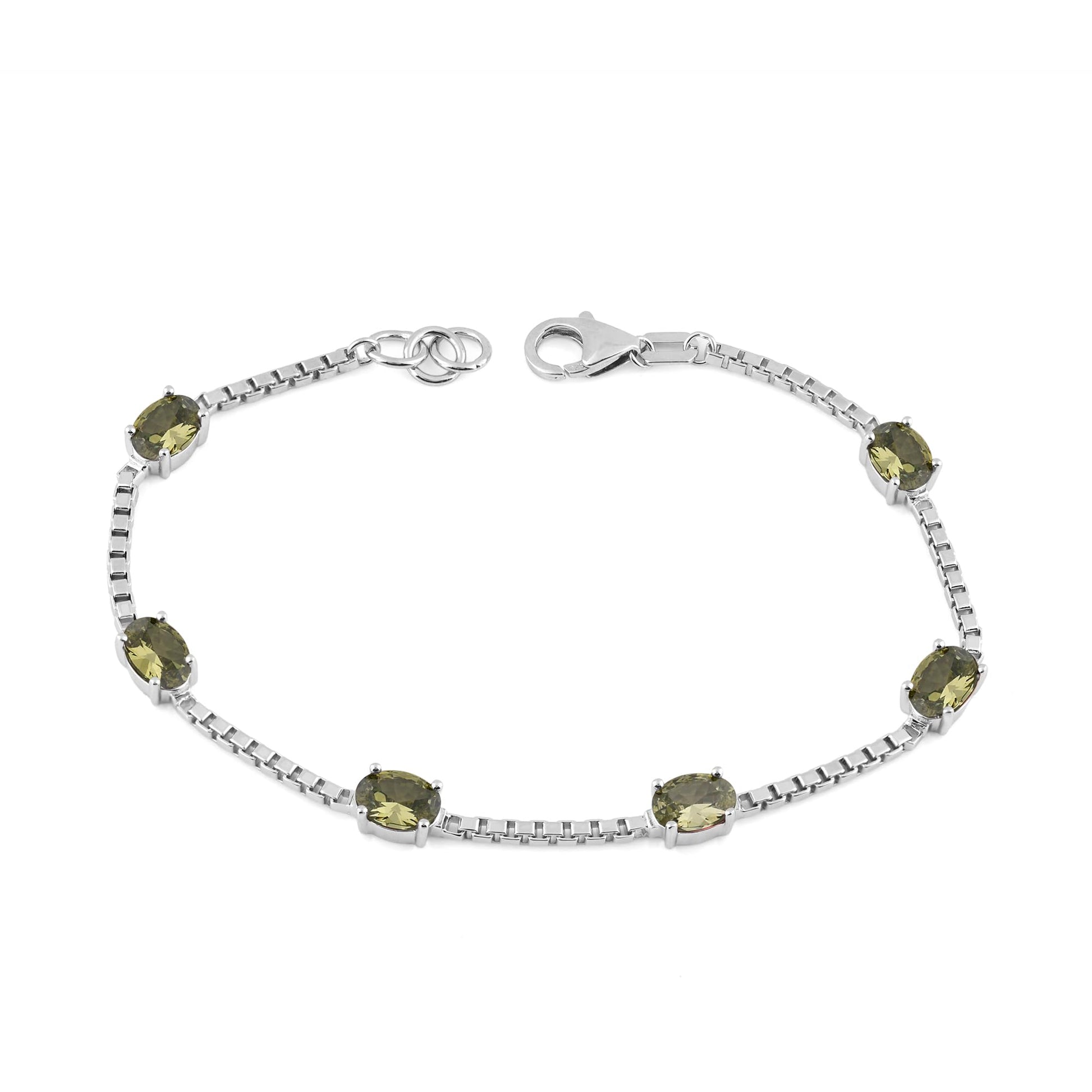 Ashley Stewart Birthstone Bracelet in Sterling Silver, Oval Cut 5*7mm, 7 Inches with  Garnet Red