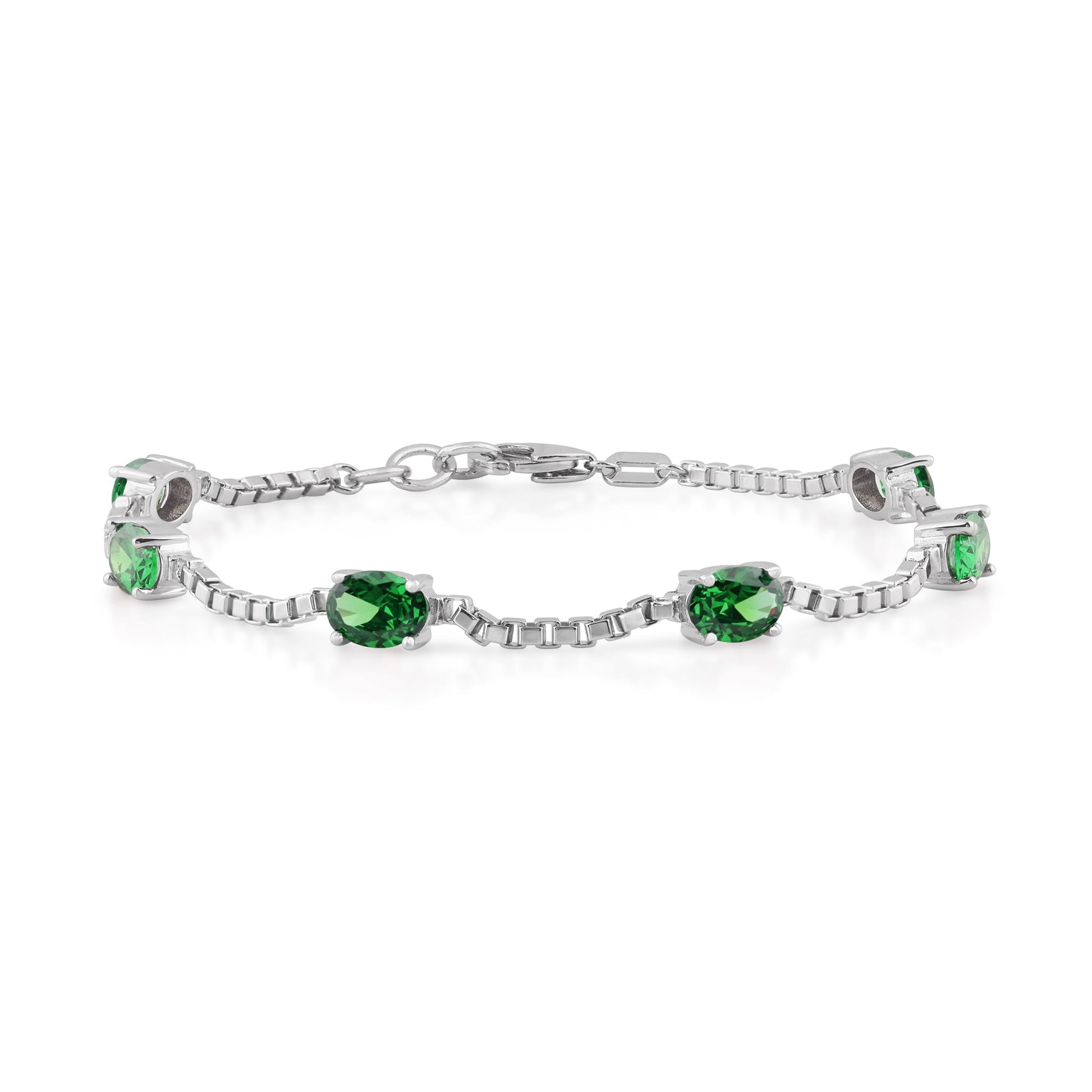 Ashley Stewart Birthstone Bracelet in Sterling Silver, Oval Cut 5*7mm, 7 Inches with  Garnet Red