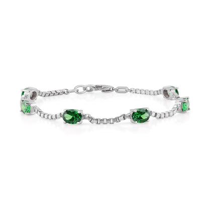 Ashley Stewart Birthstone Bracelet in Sterling Silver, Oval Cut 5*7mm, 7 Inches with  Garnet Red