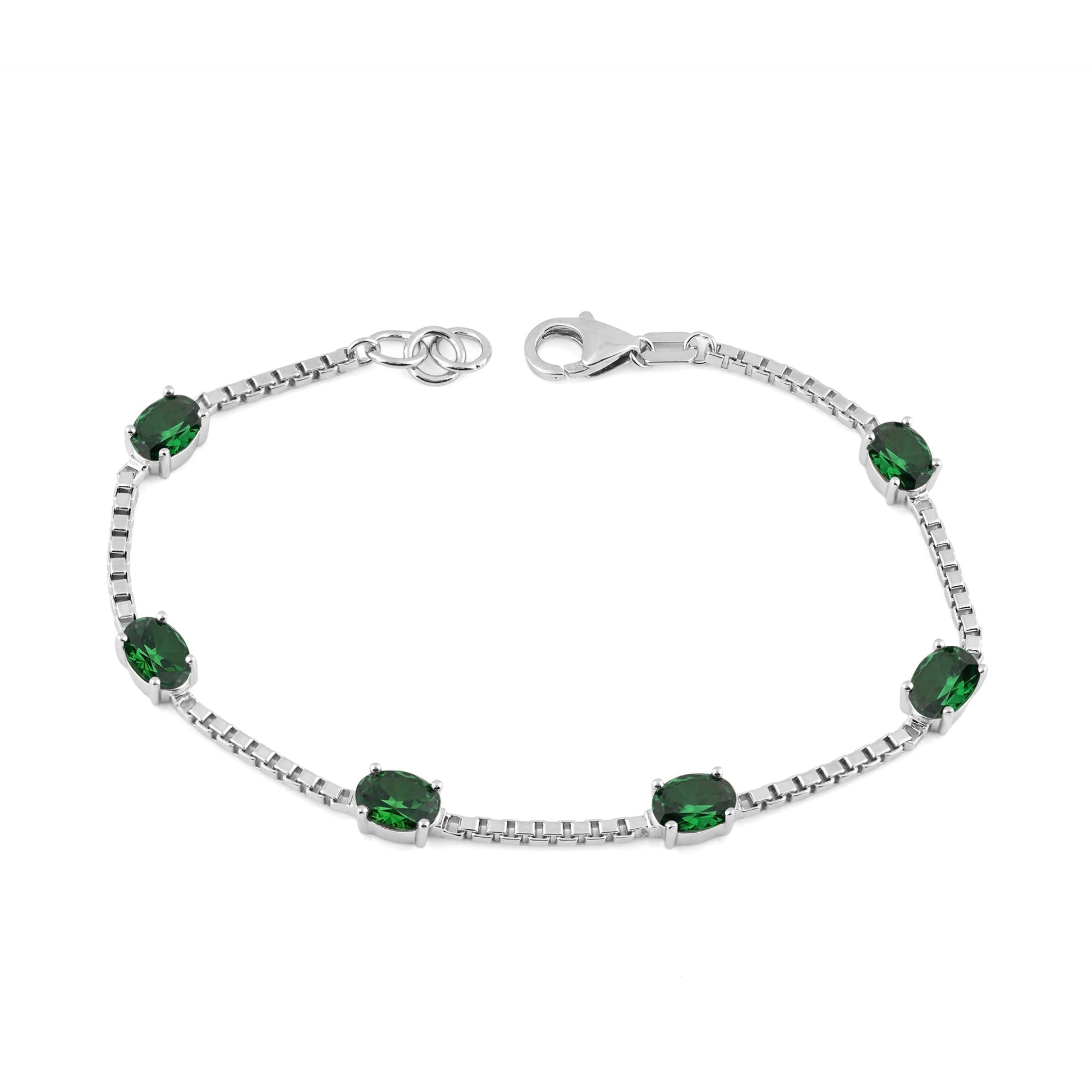 Ashley Stewart Birthstone Bracelet in Sterling Silver, Oval Cut 5*7mm, 7 Inches with  Garnet Red