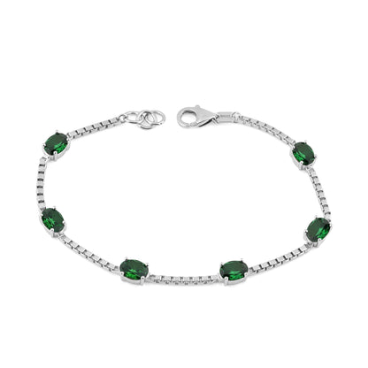 Ashley Stewart Birthstone Bracelet in Sterling Silver, Oval Cut 5*7mm, 7 Inches with  Garnet Red
