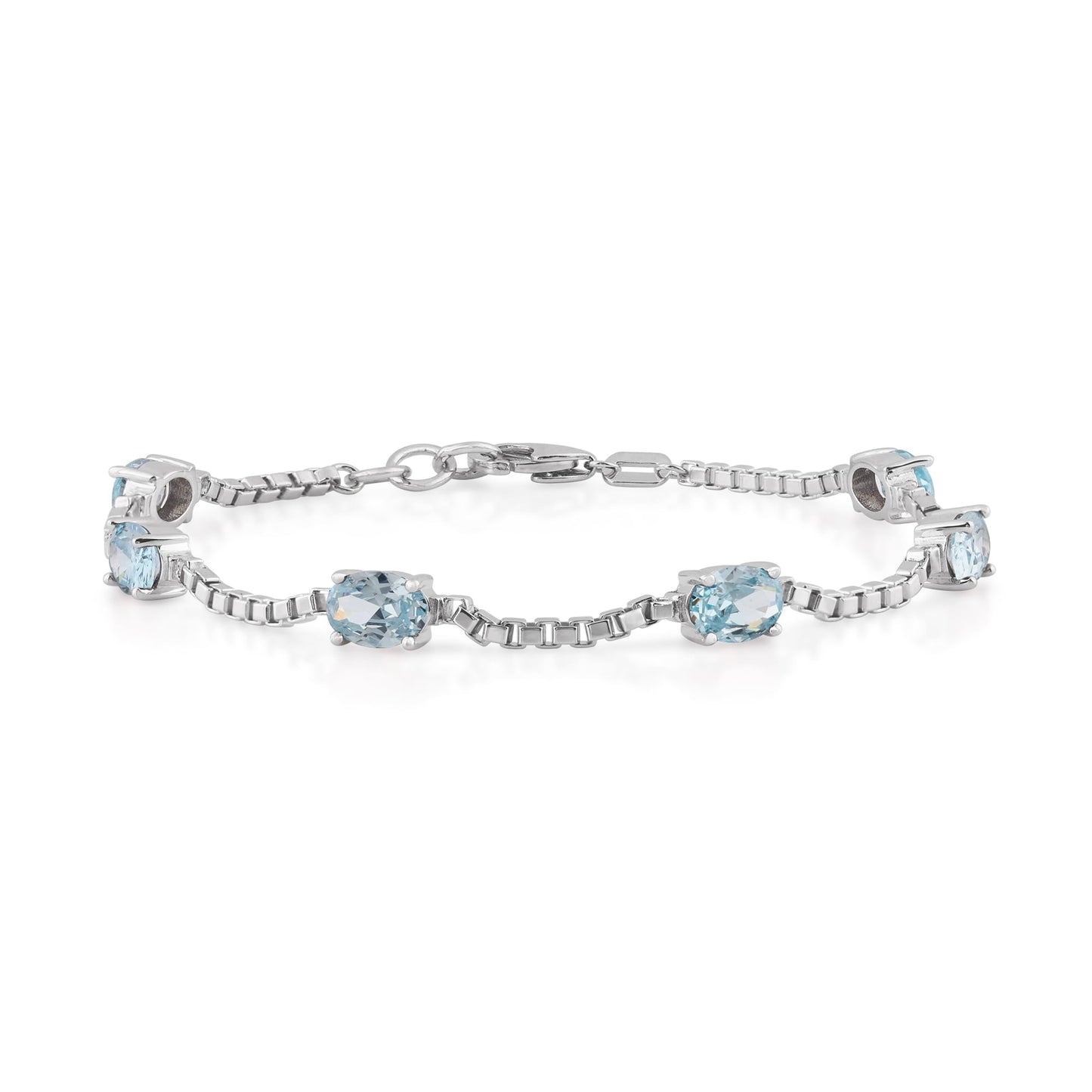 Ashley Stewart Birthstone Bracelet in Sterling Silver, Oval Cut 5*7mm, 7 Inches with  Garnet Red