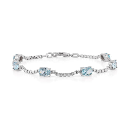 Ashley Stewart Birthstone Bracelet in Sterling Silver, Oval Cut 5*7mm, 7 Inches with  Garnet Red