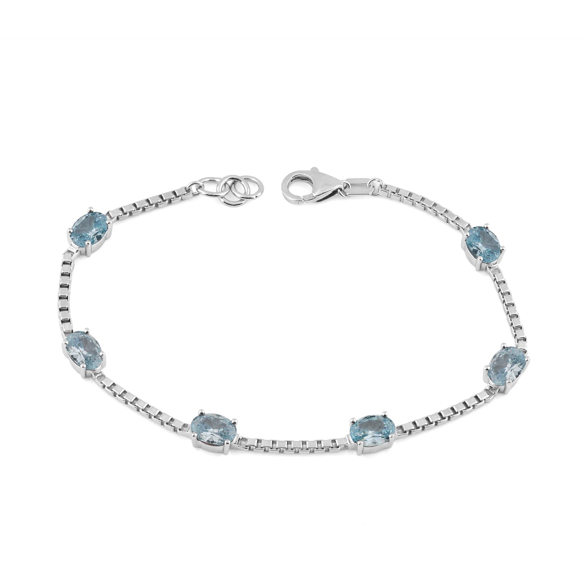 Ashley Stewart Birthstone Bracelet in Sterling Silver, Oval Cut 5*7mm, 7 Inches with  Garnet Red