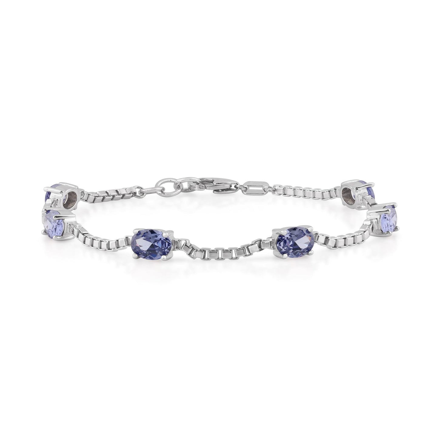 Ashley Stewart Birthstone Bracelet in Sterling Silver, Oval Cut 5*7mm, 7 Inches with  Garnet Red