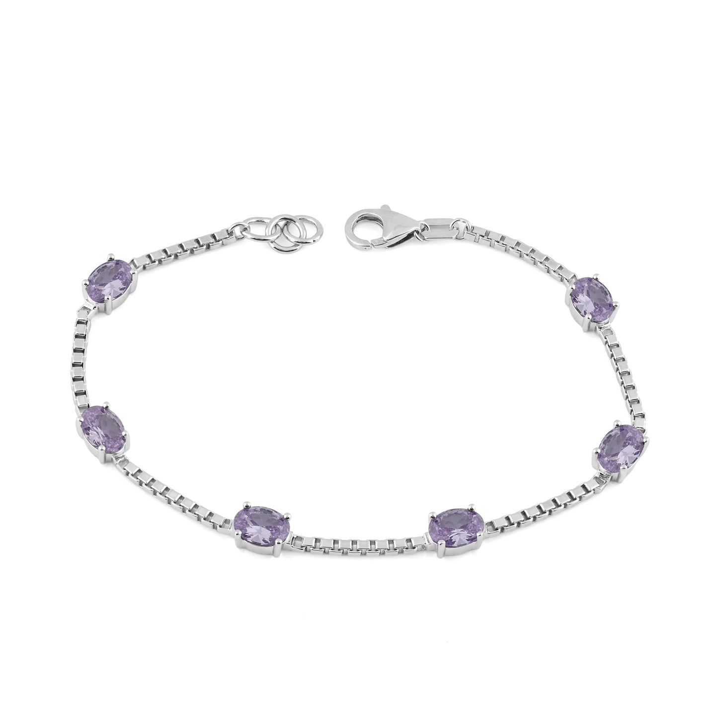 Ashley Stewart Birthstone Bracelet in Sterling Silver, Oval Cut 5*7mm, 7 Inches with  Garnet Red